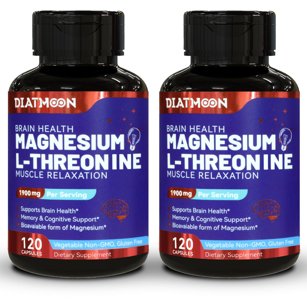 DIATMOON Magnesium L-Threonine capsules in a bottle, highlighting high absorption for daily wellness