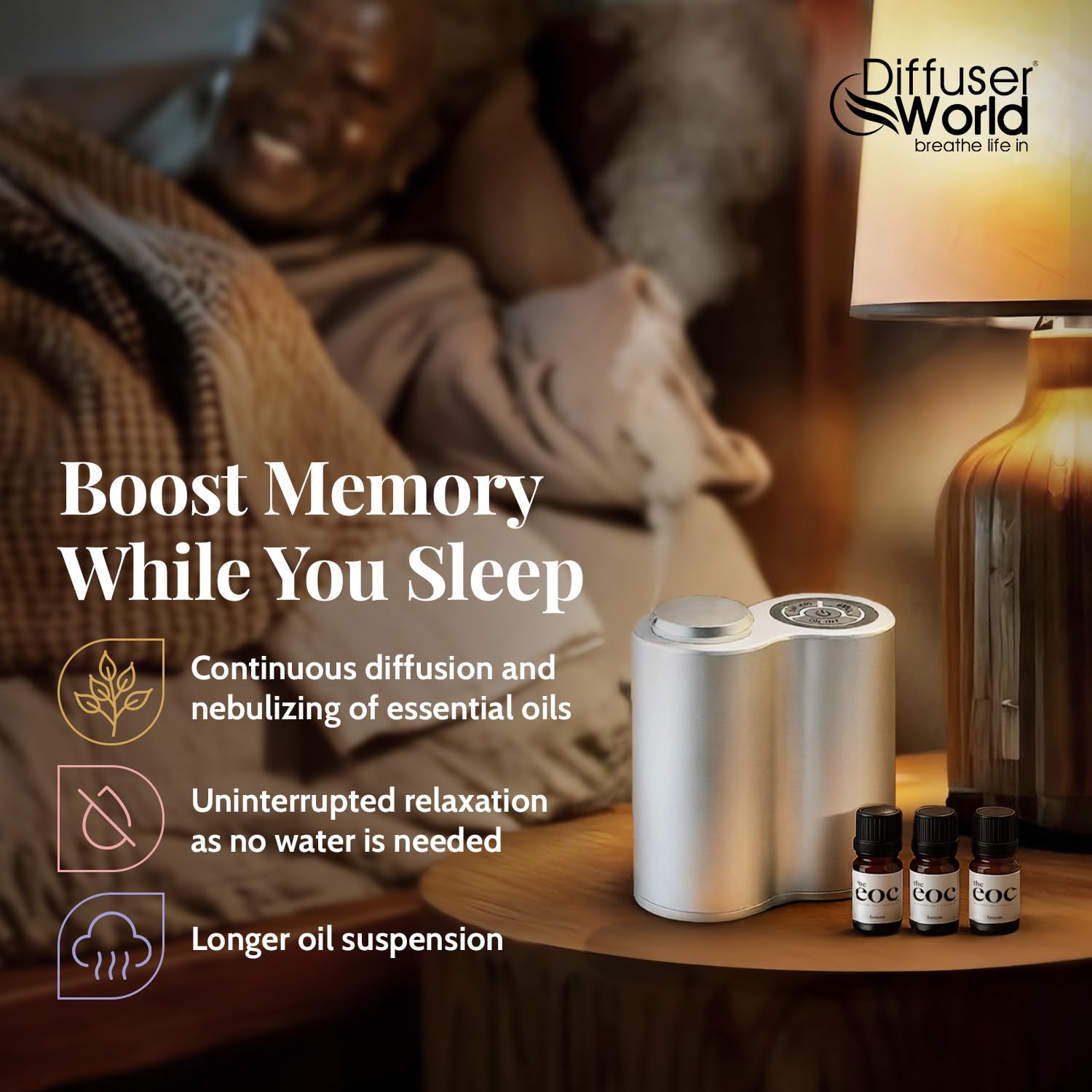 DIFFUSER WORLD Lemon essential oil bottle for bright, uplifting diffusions.