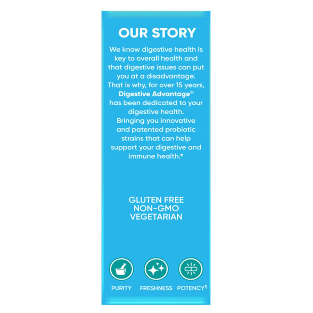 Digestive Advantage BC-30 probiotic label highlighting patented live cultures