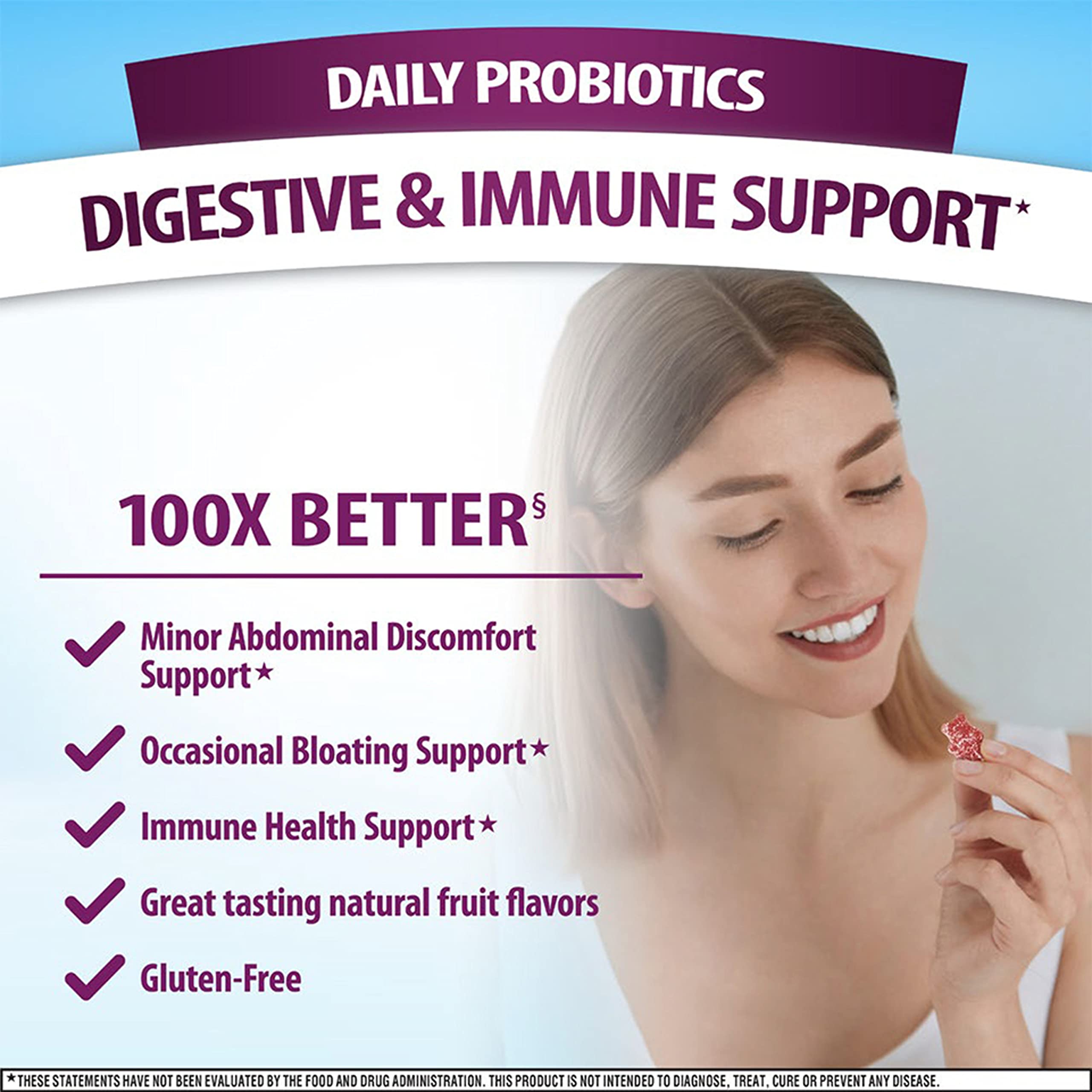 Digestive Advantage bottle label closeup highlighting BC30 probiotic survival.
