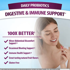 Digestive Advantage bottle label closeup highlighting BC30 probiotic survival.
