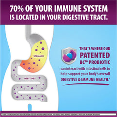 Digestive Advantage gummies closeup showcases red superfruit flavor.