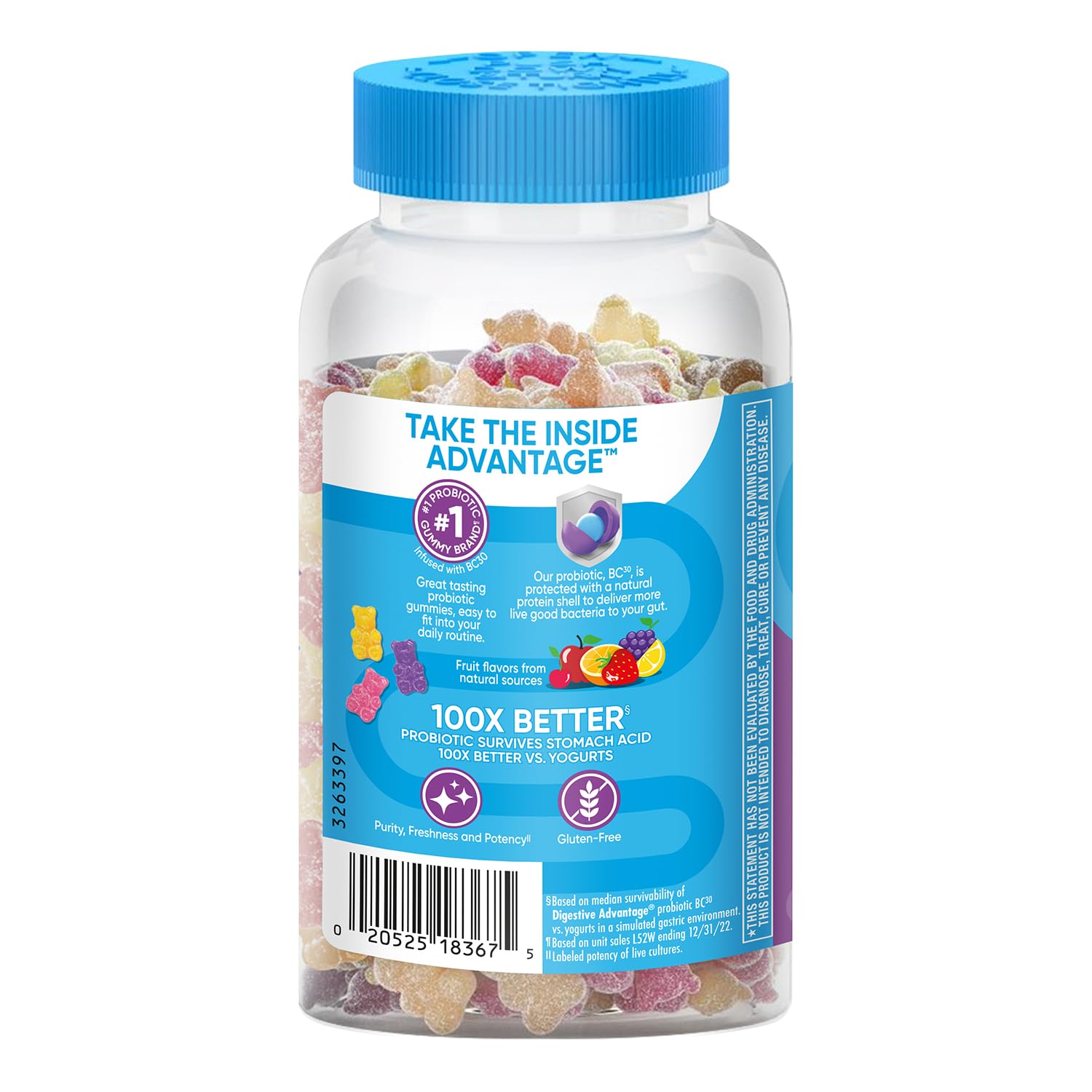 Digestive Advantage gummies feature no artificial flavors as indicated.