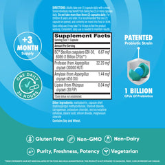 Digestive Advantage nutrition facts label close-up showing non-GMO status