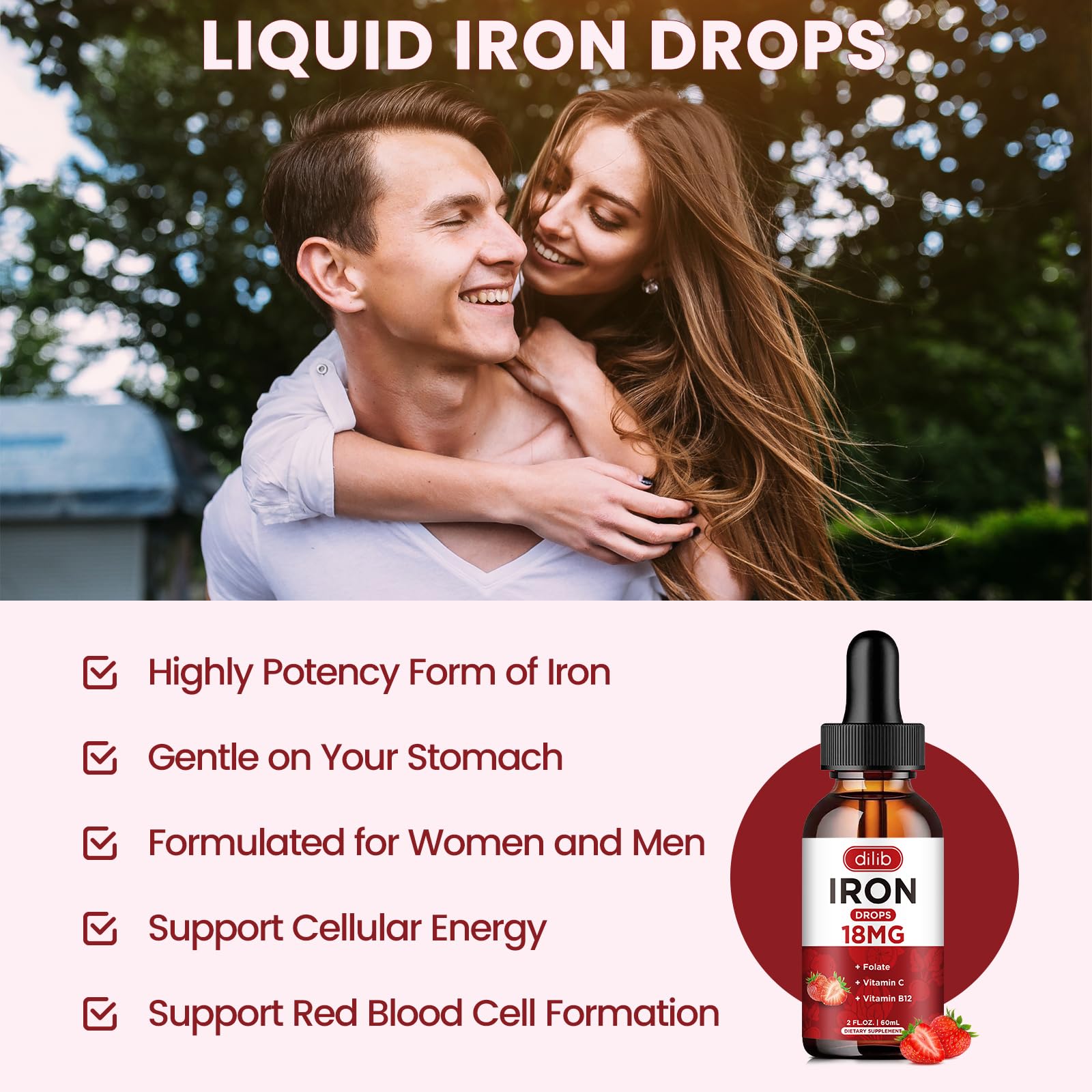 Dilib iron absorption formulation with folate and B12 support