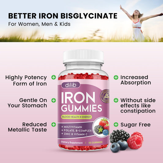 Dilib Iron Gummies closeup of flavor, highlighting chewable texture.