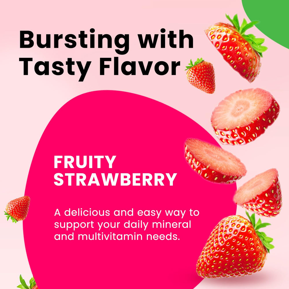 Kids-friendly strawberry flavor, Dilib iron gummies for family daily routine.