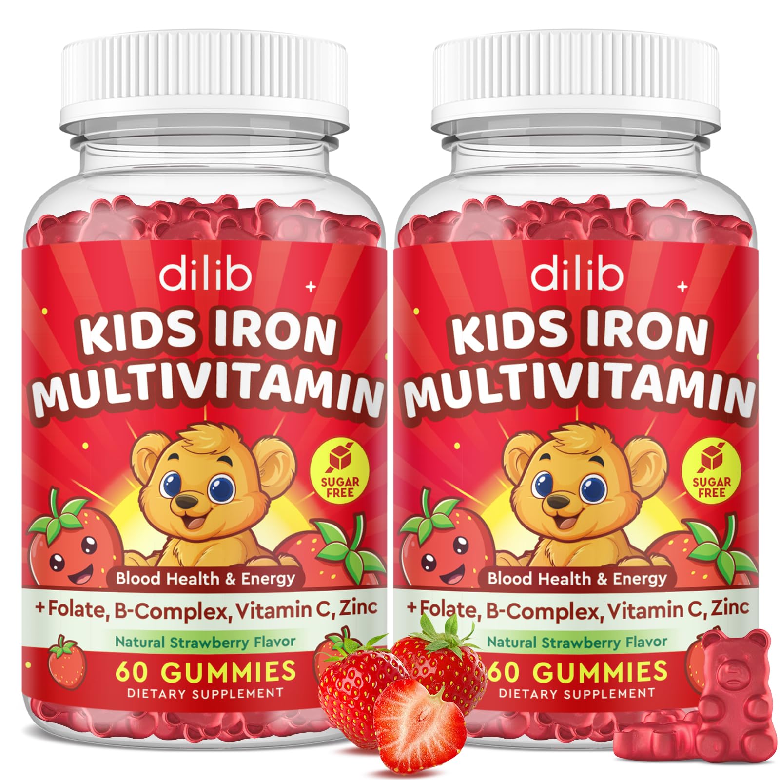 dilib Kids Iron Gummies bottle – convenient daily iron support for growing children.