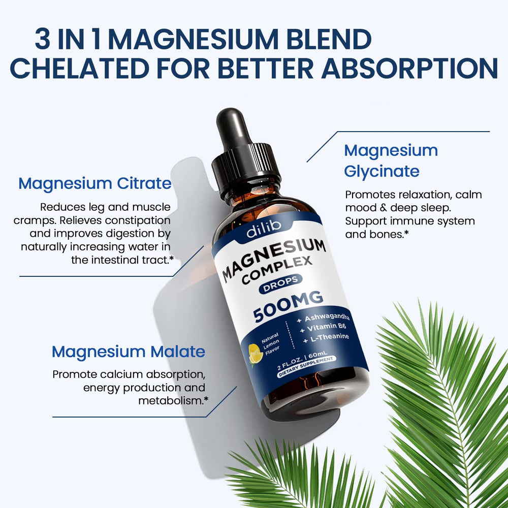 Dilib Magnesium Drops pour captures precise dosing for quick absorption and convenience.