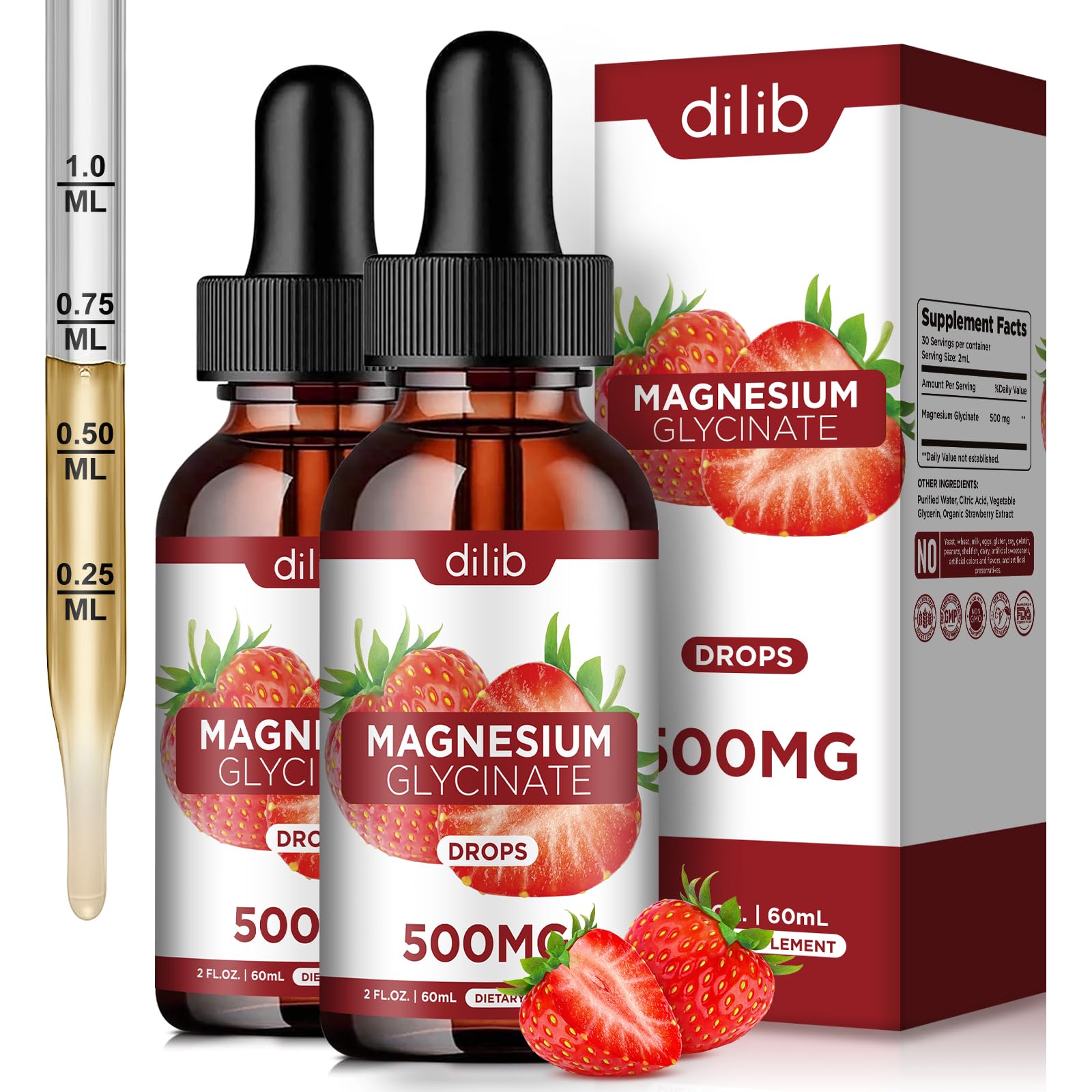 Dilib Magnesium Glycinate Drops bottle showing high-potency liquid supplement for daily wellness.