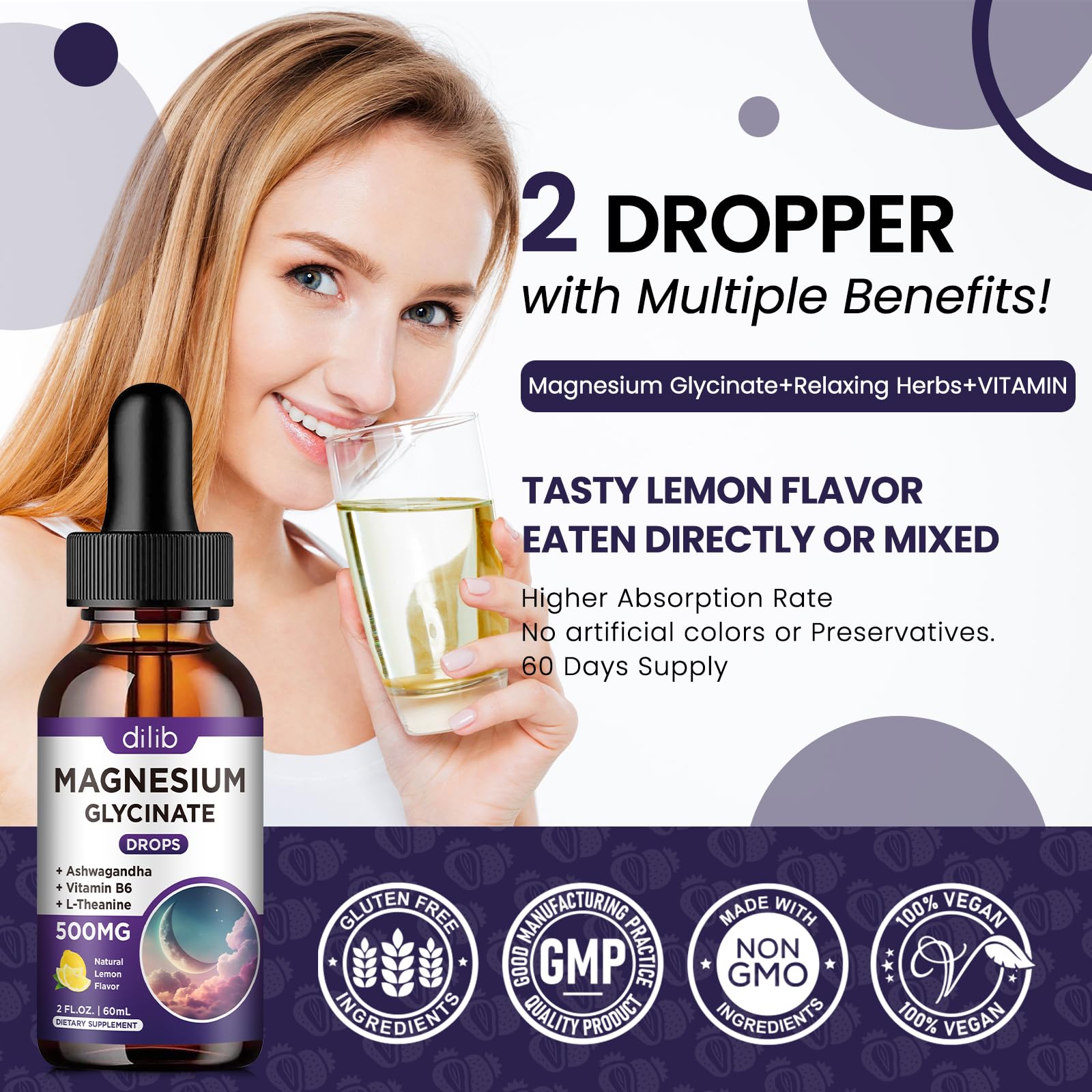 DILIB magnesium glycinate drops dose measure demonstrating precise serving