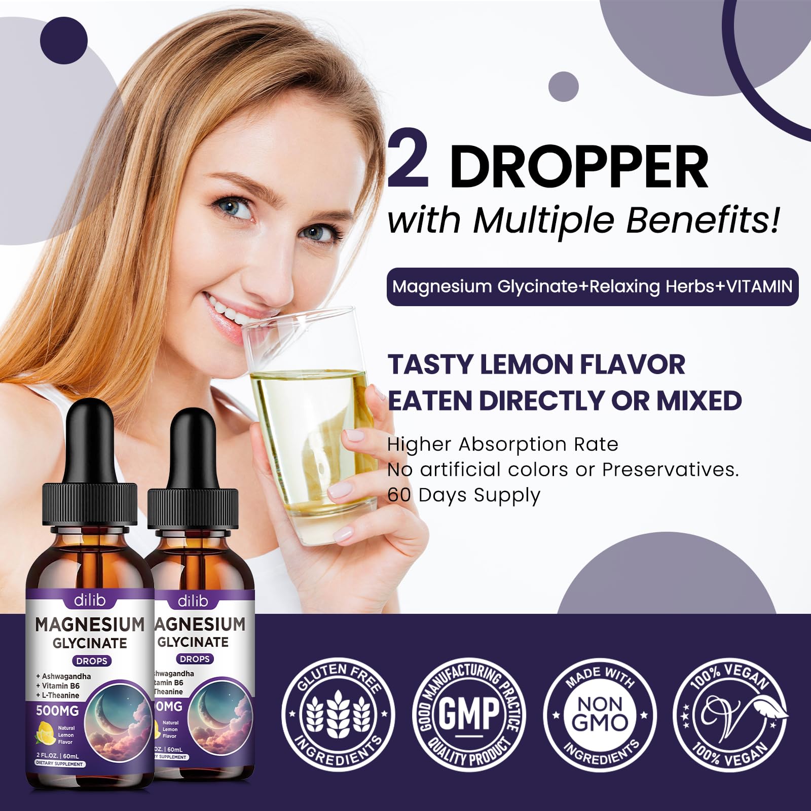 DILIB magnesium glycinate drops with vitamin B6 highlights enhanced magnesium utilization