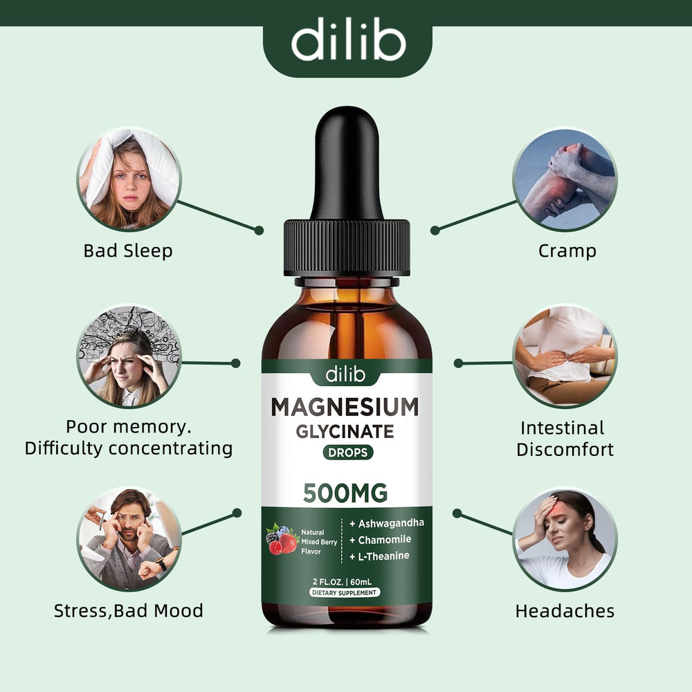Dilib Magnesium Glycinate Liquid Drops vitamin B6 and zinc nutrient boost.