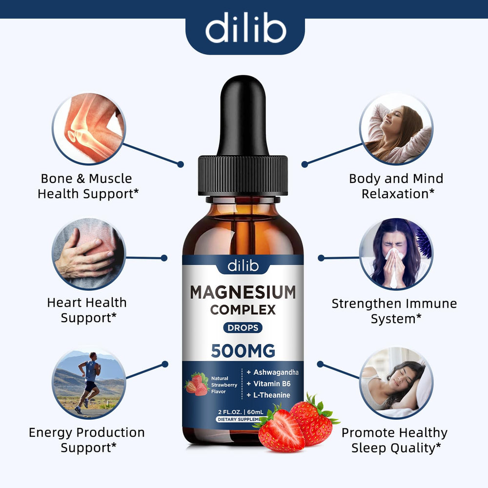 Dilib triple magnesium complex bottle label highlights citrate and malate forms.