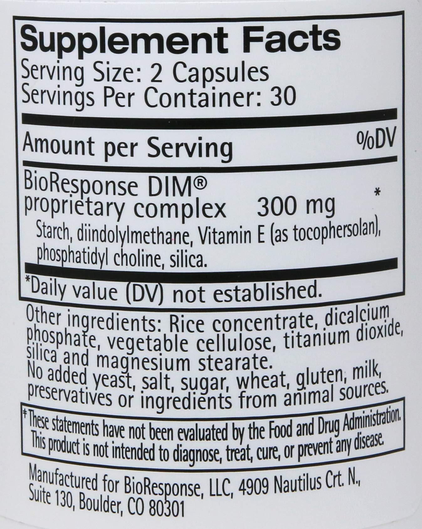 Dim BioResponse DIM capsules closeup, vegetarian formula for everyday wellness.