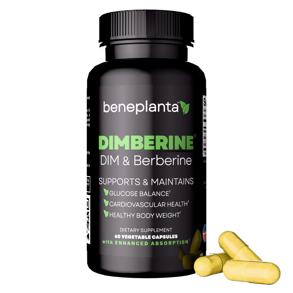 Dimberine bottle front view showing the DIM and Berberine formula for daily balance.
