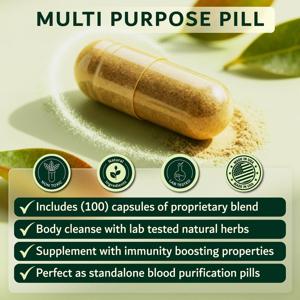 Dimmak Blood Purifier ingredients graphic featuring Andrographis and Coptis