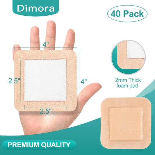 Dimora foam dressing border 4x4 close-up shows absorbent 5-layer design.