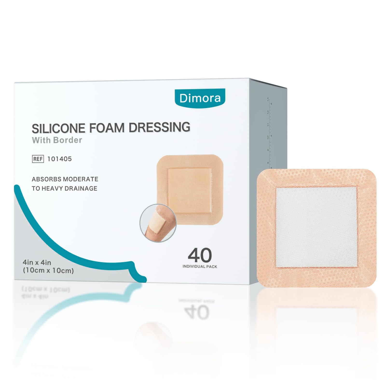 Dimora silicone foam dressing border 4x4 pack — versatile wound care option.