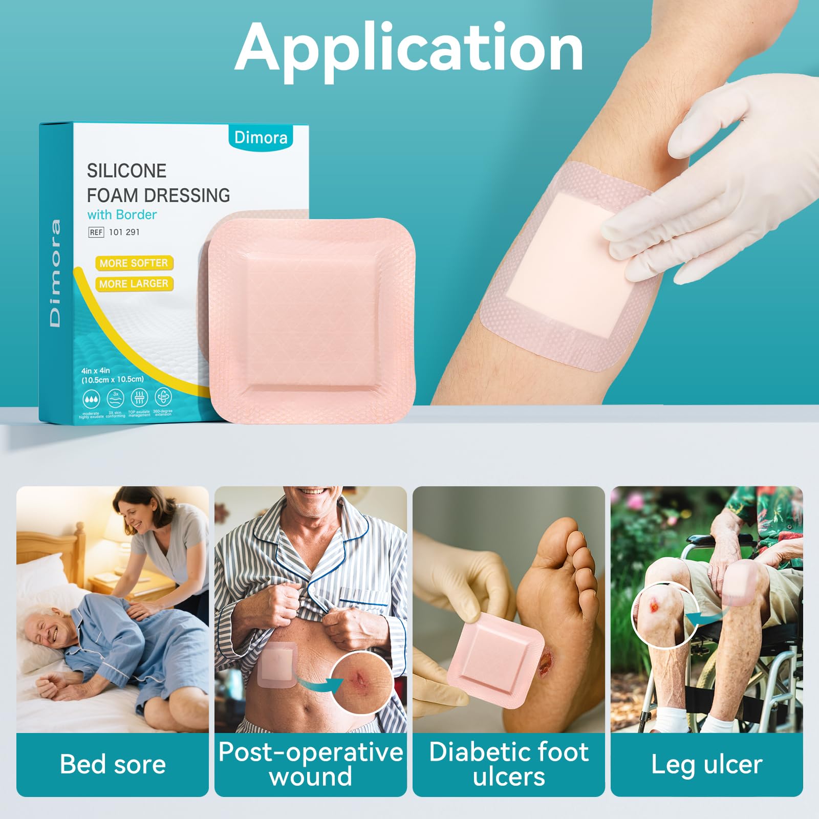 Dimora dressing on a surgical incision close-up for moderate exudate management.