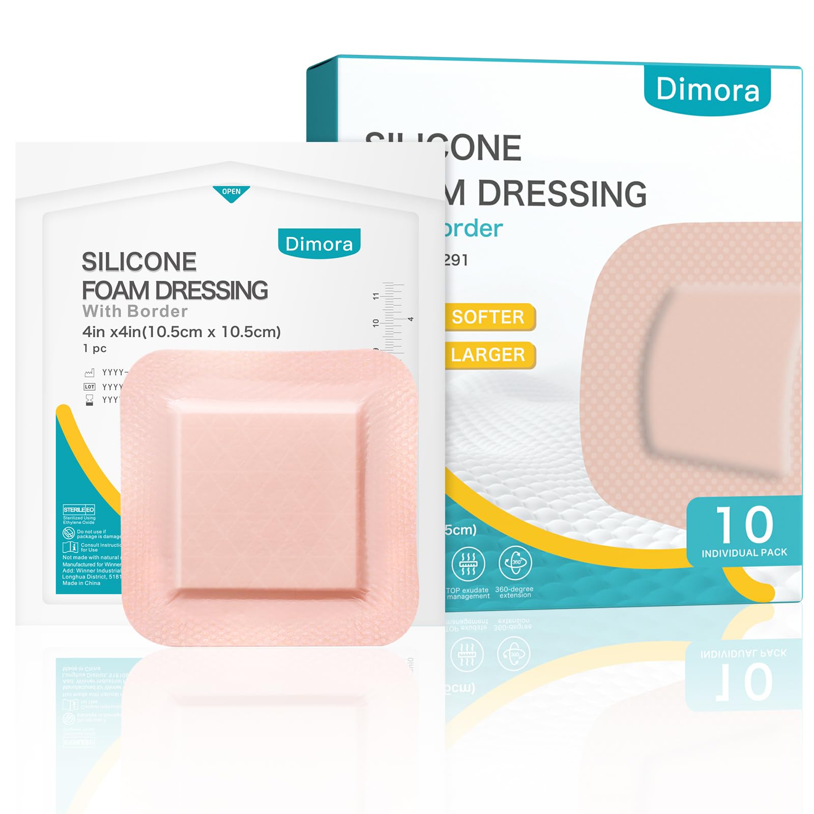Dimora Ultra Soft silicone foam dressing close-up showing gentle cushioning for wounds.