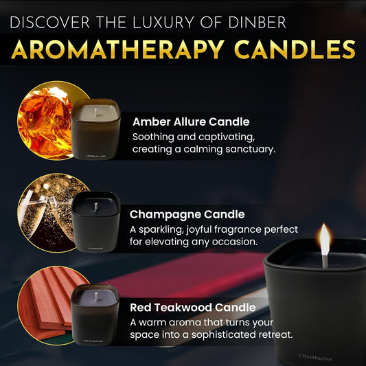 DinBer Red Teakwood candle emits warm, earthy notes for cozy evenings.