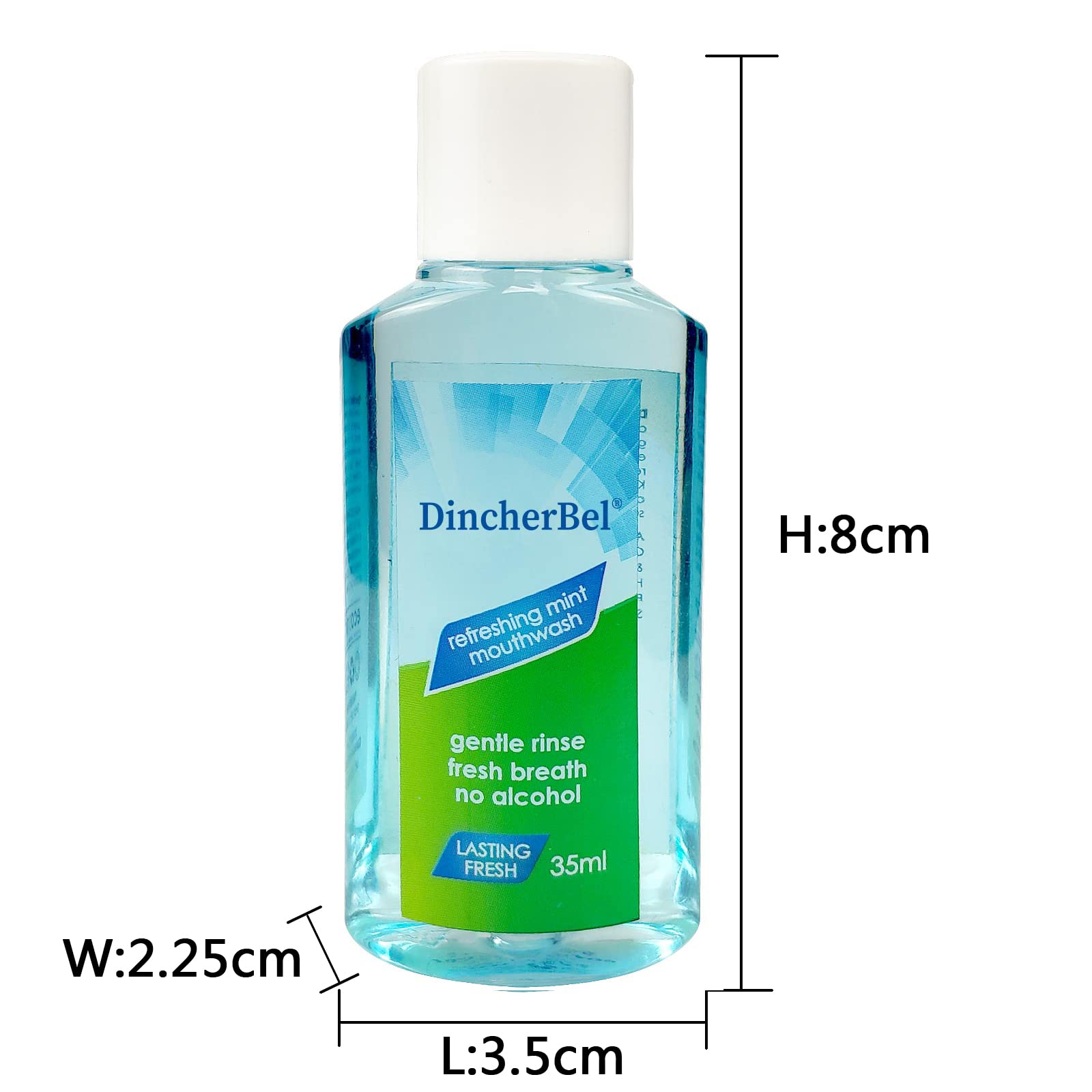 DincherBel bulk carton of 288 mint mouthwash bottles for easy stocking.