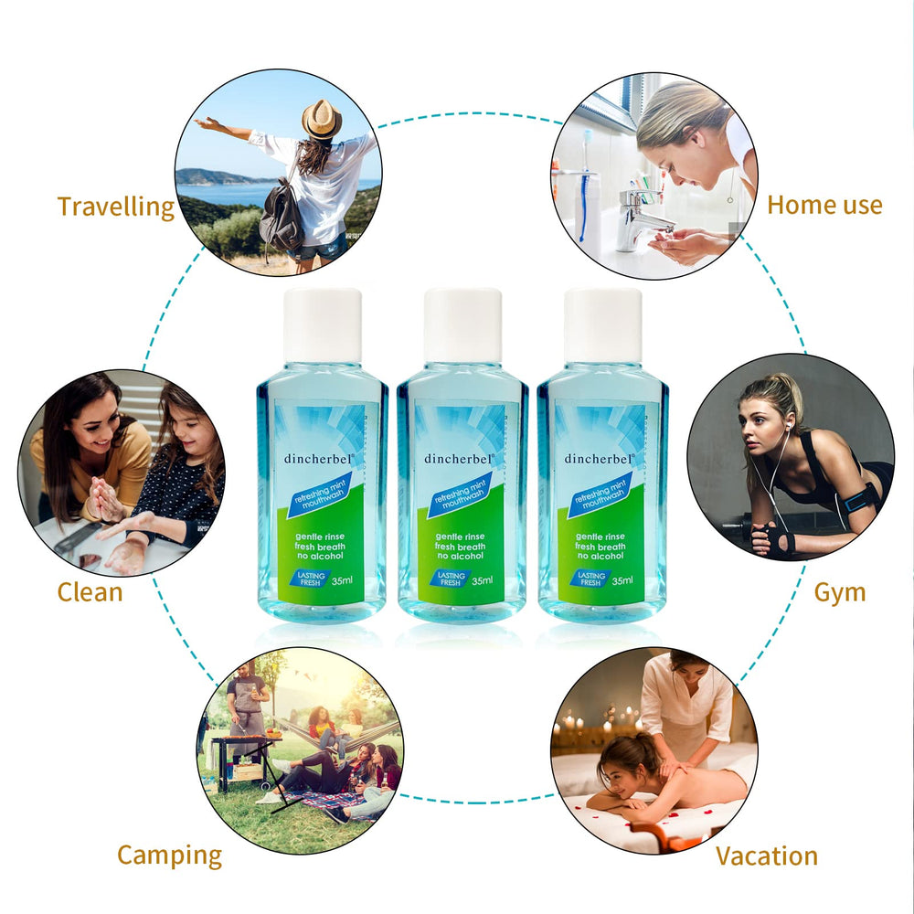 DincherBel alcohol-free formula mouthwash suitable for daily use.