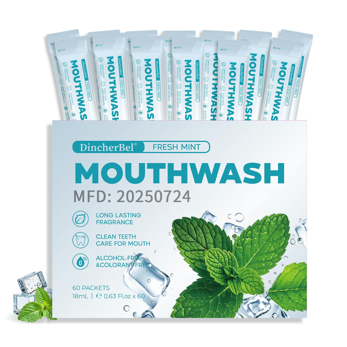 DincherBel travel-mouthwash packets offer convenient on-the-go freshness.