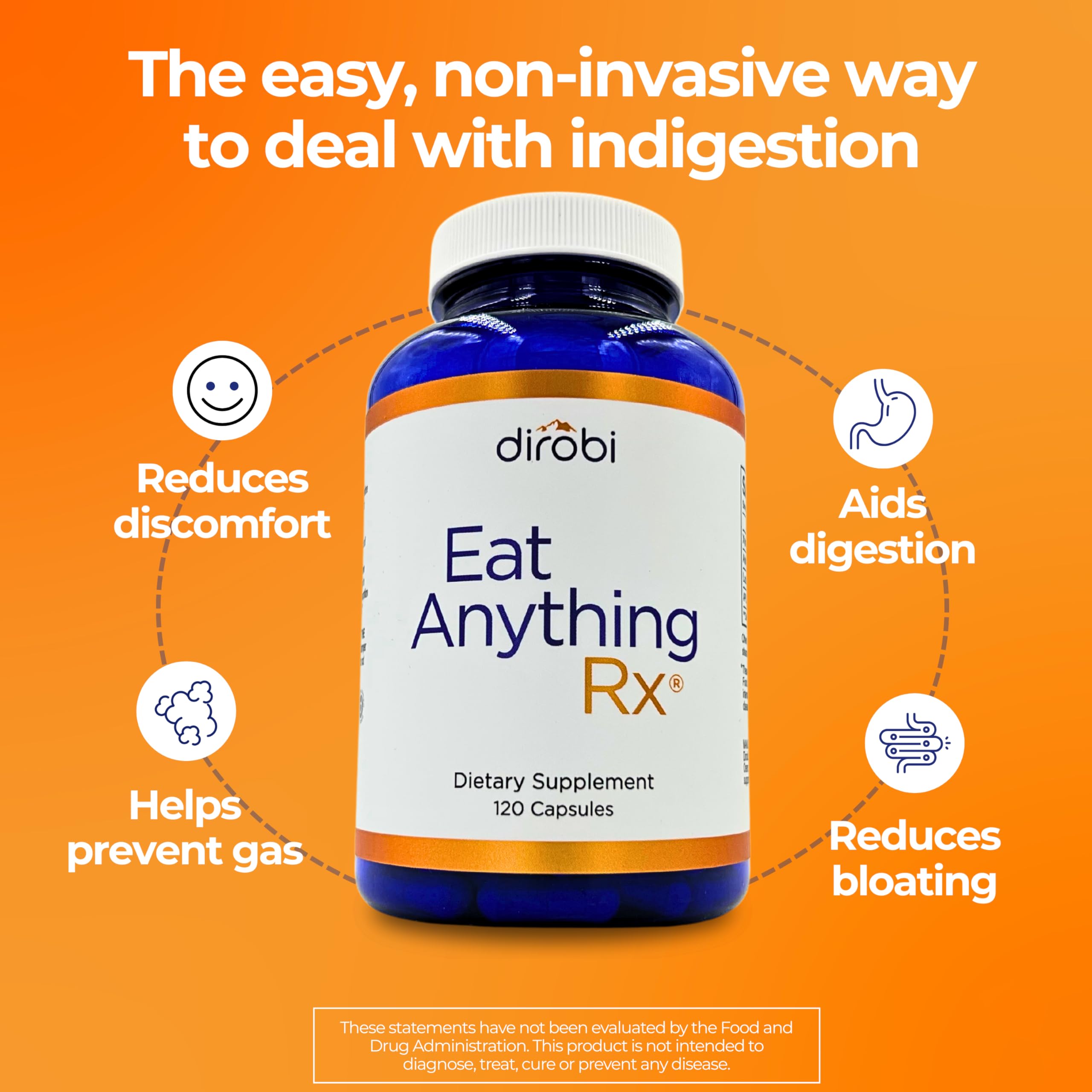 Dirobi Eat Anything capsules closeup highlighting xylose isomerase enzymes for digestion.