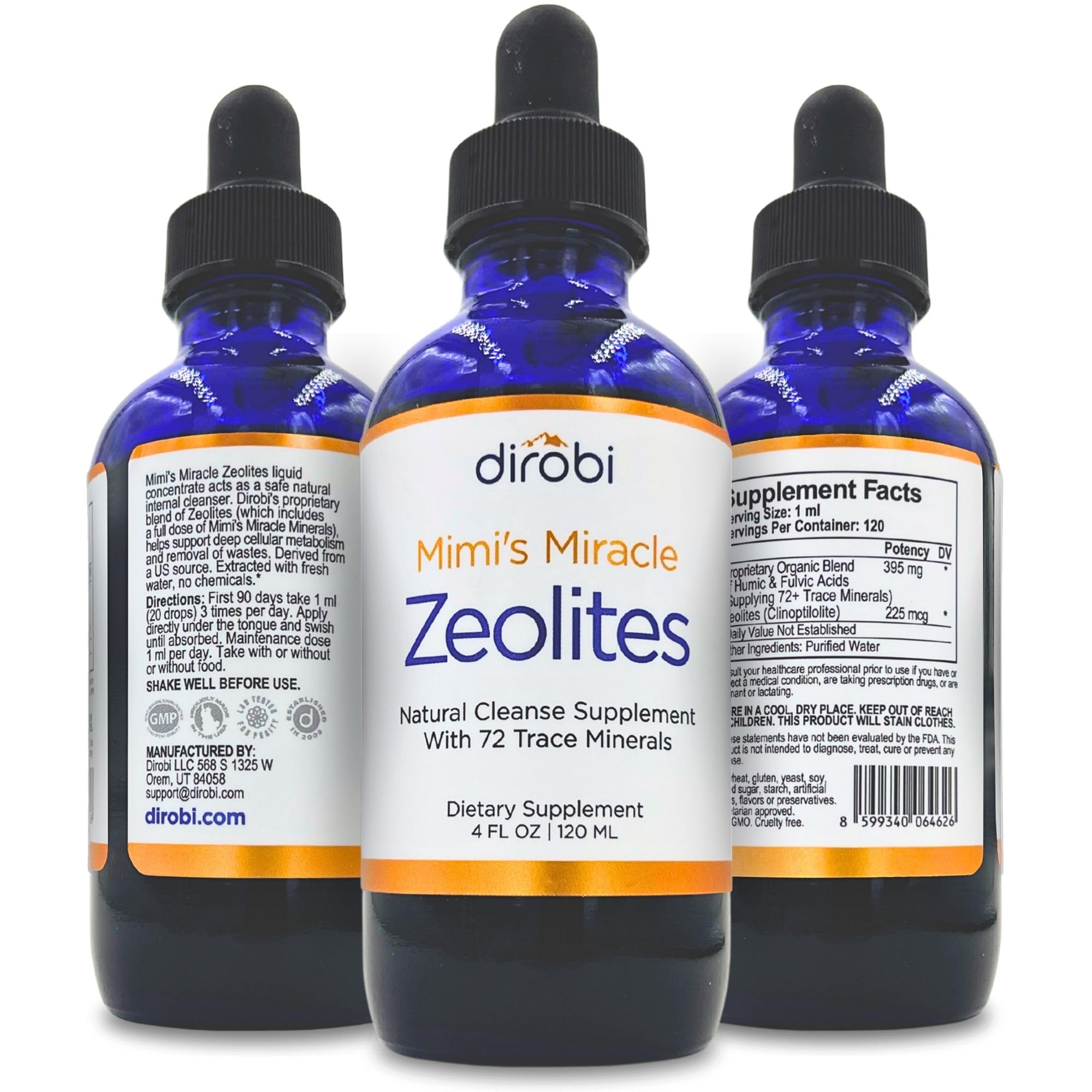 Dirobi Mimi's Miracle Zeolites bottle with premium detox formula for daily wellness
