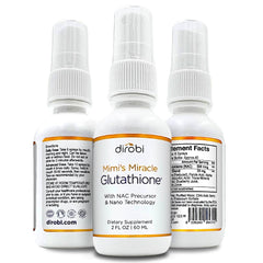 Dirobi Mimi's Miracle Glutathione Spray bottle front view showcases premium antioxidant packaging.