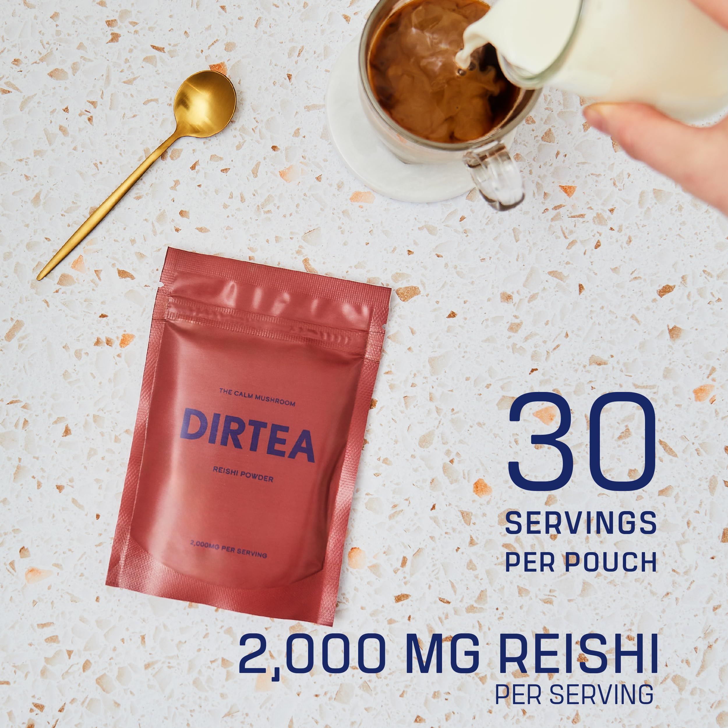 DIRTEA Reishi powder serving 2000mg for strong daily routines