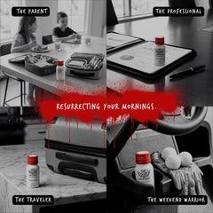 Dirty Saint travel pack, compact 2oz bottle for on-the-go mornings.
