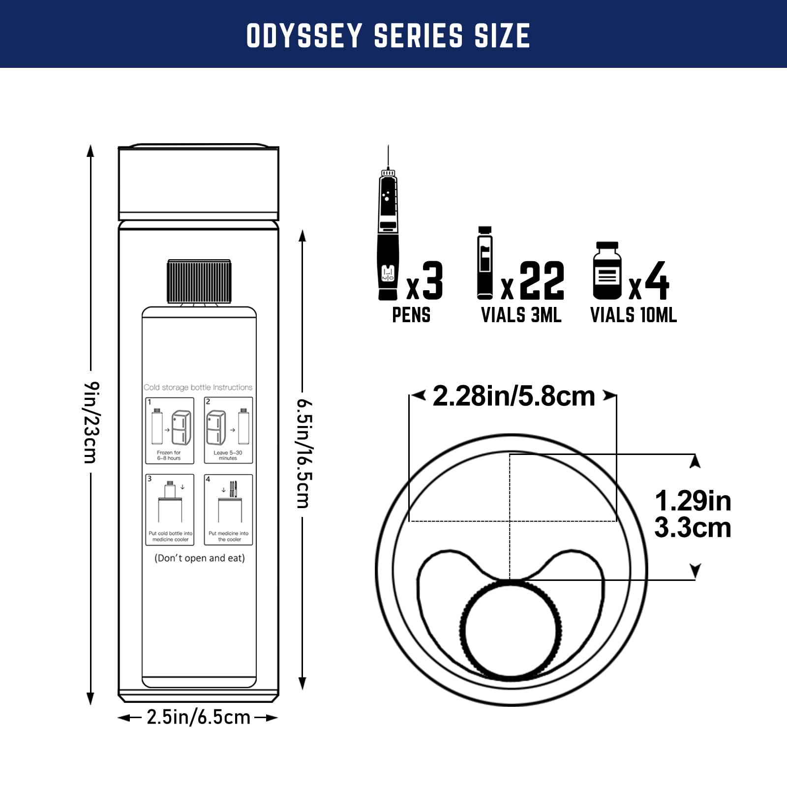 Disoncare Odyssey 60H cooler interior shows pens organized for easy access.