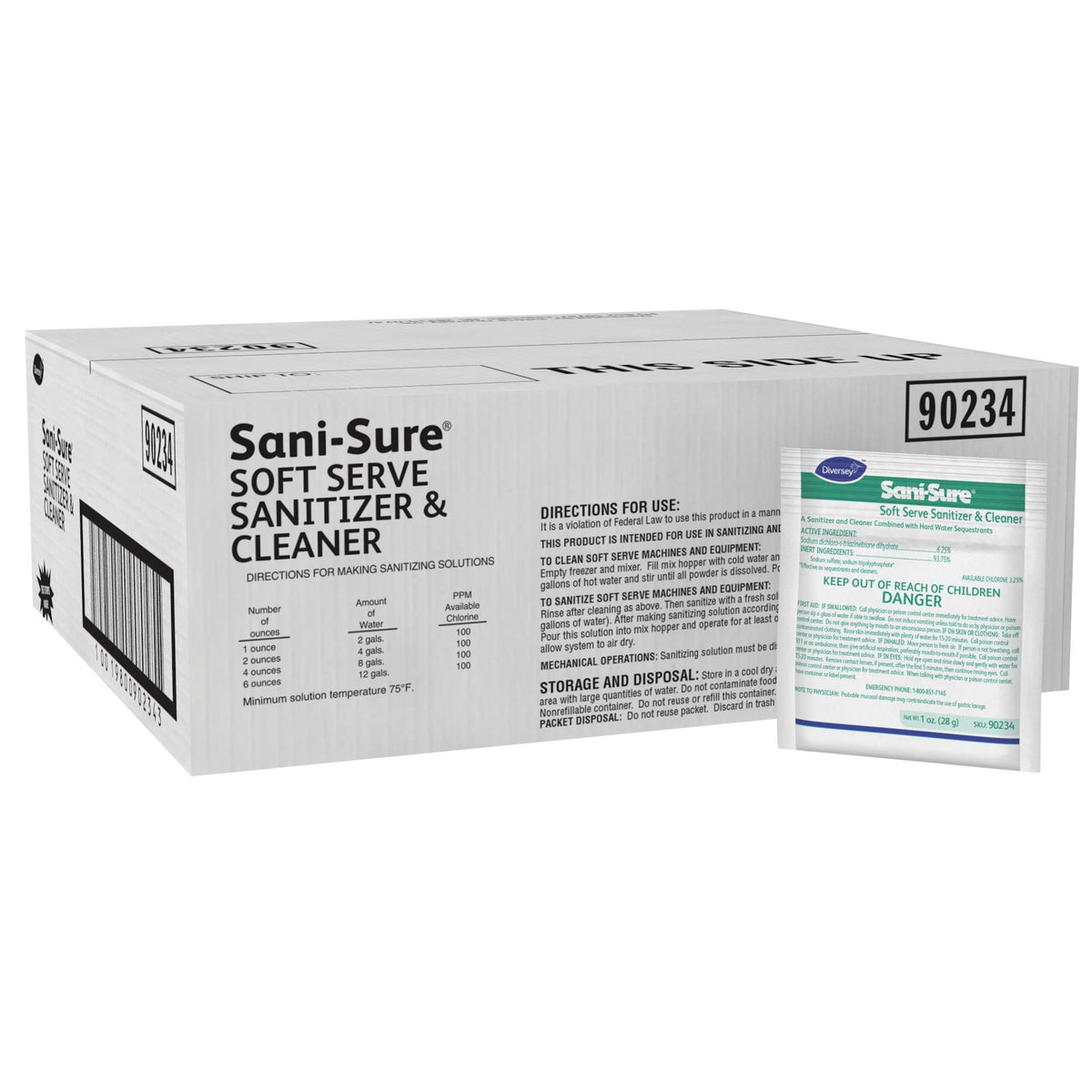 Diversey Sani-Sure soft serve sanitizer bottle for equipment without residue.