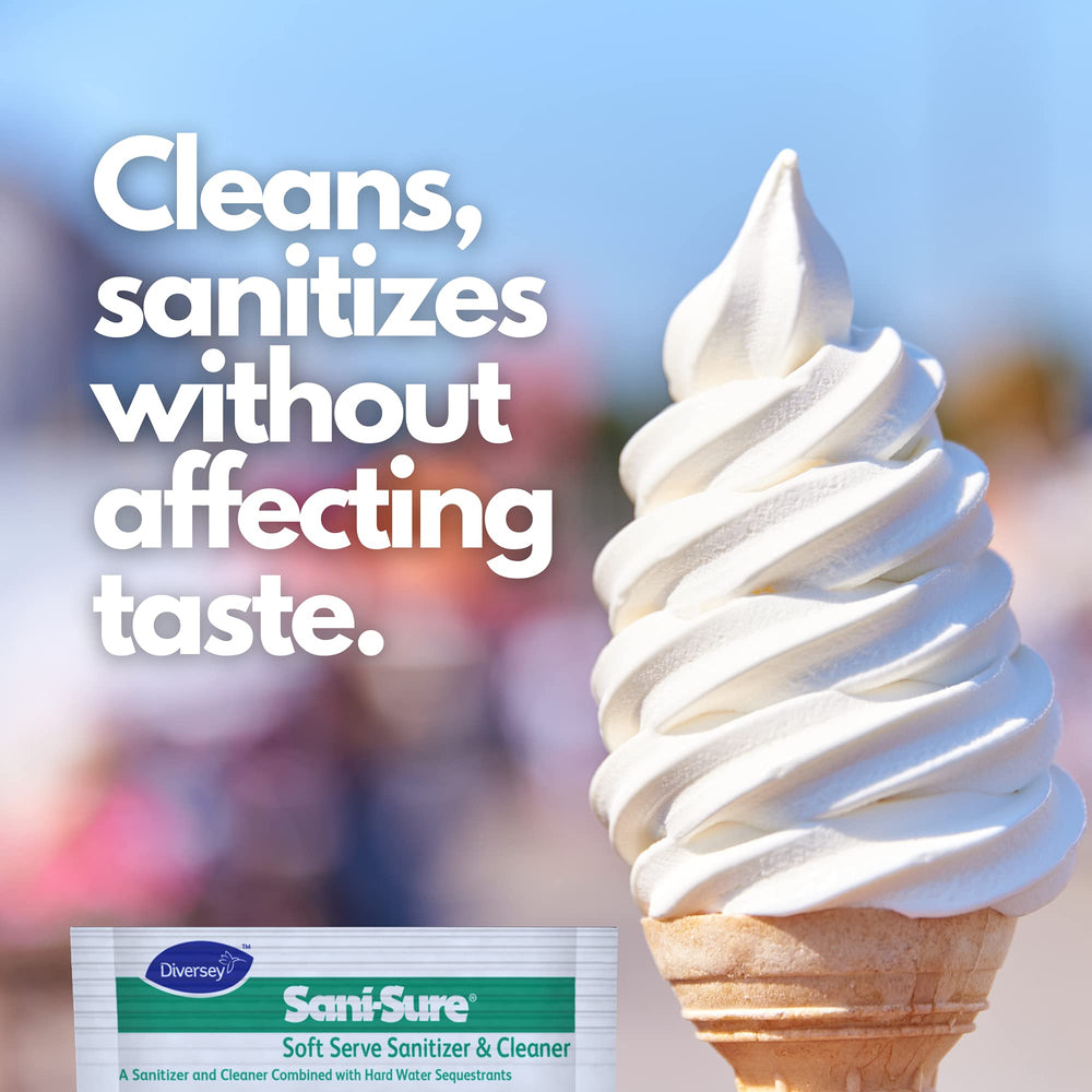 Diversey Sani-Sure soft-serve cleaning action showing quick sanitation without foam.