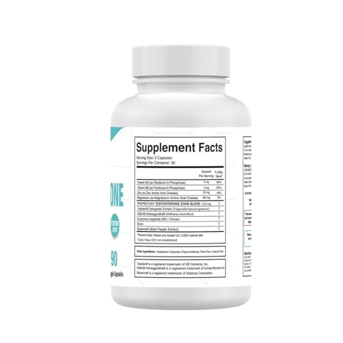Divine Health Testosterone Zone packaging shows 90 capsules