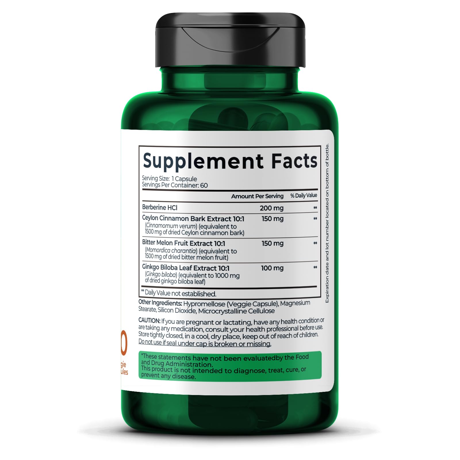 Divinity Nutra Golden Berberine bottle label highlighting natural ingredients for trust.