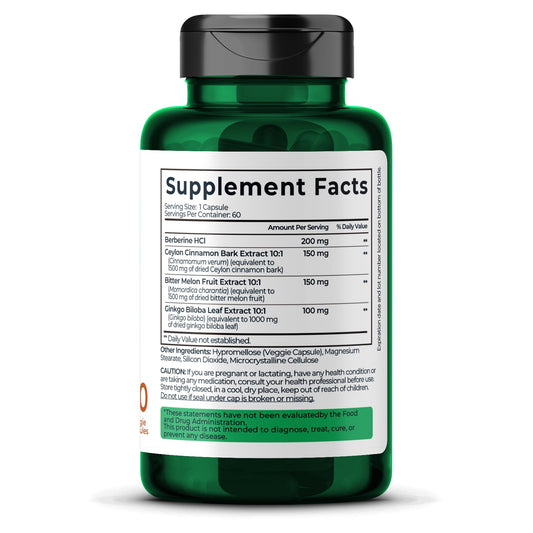 Divinity Nutra Golden Berberine bottle label highlighting natural ingredients for trust.