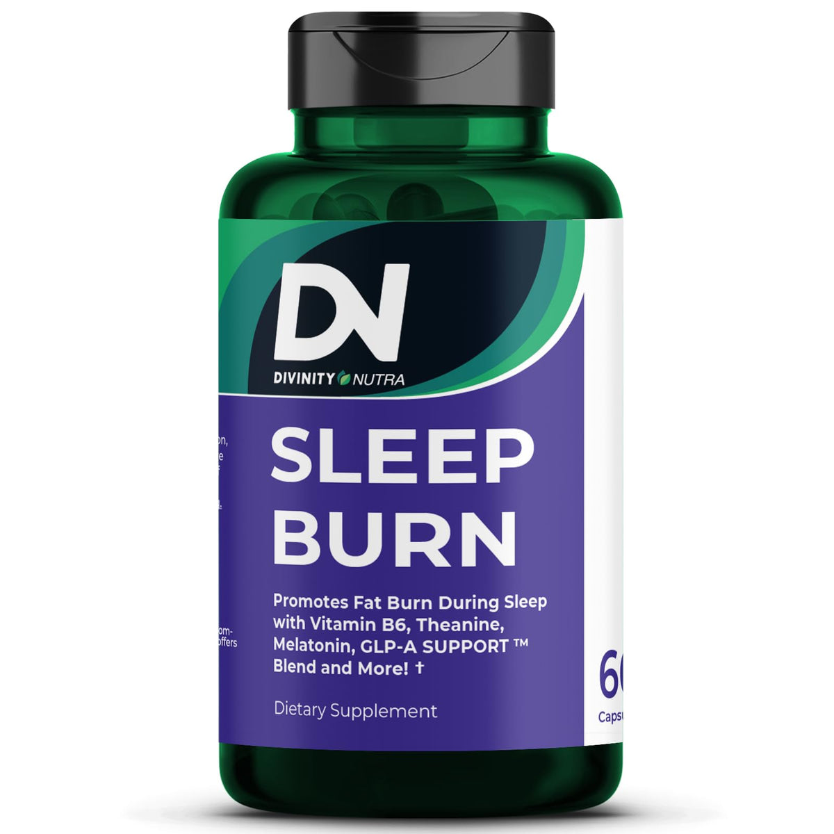 Divinity Nutra Sleep Burn bottle with capsules for overnight fat burning and rest