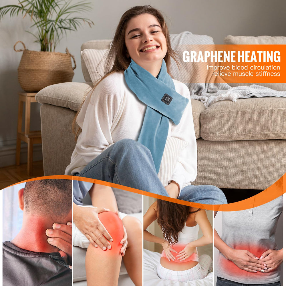 Diweez heated scarf with three heat levels to customize warmth quickly.