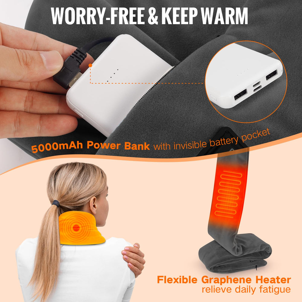 Diweez neck scarf back coverage delivers extended heating along the neck.