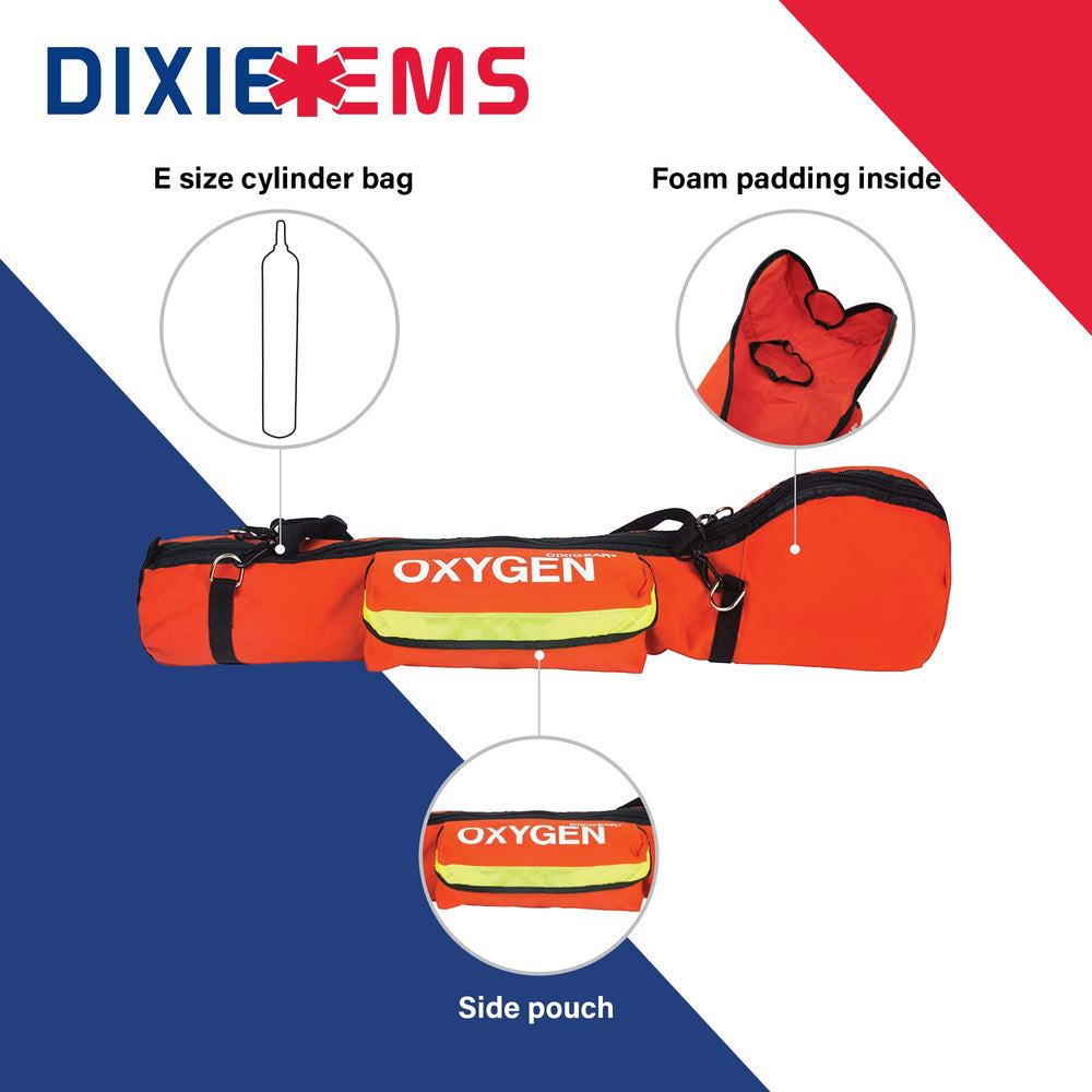Dixie EMS O2 bag interior padding protects regulator and cylinder.