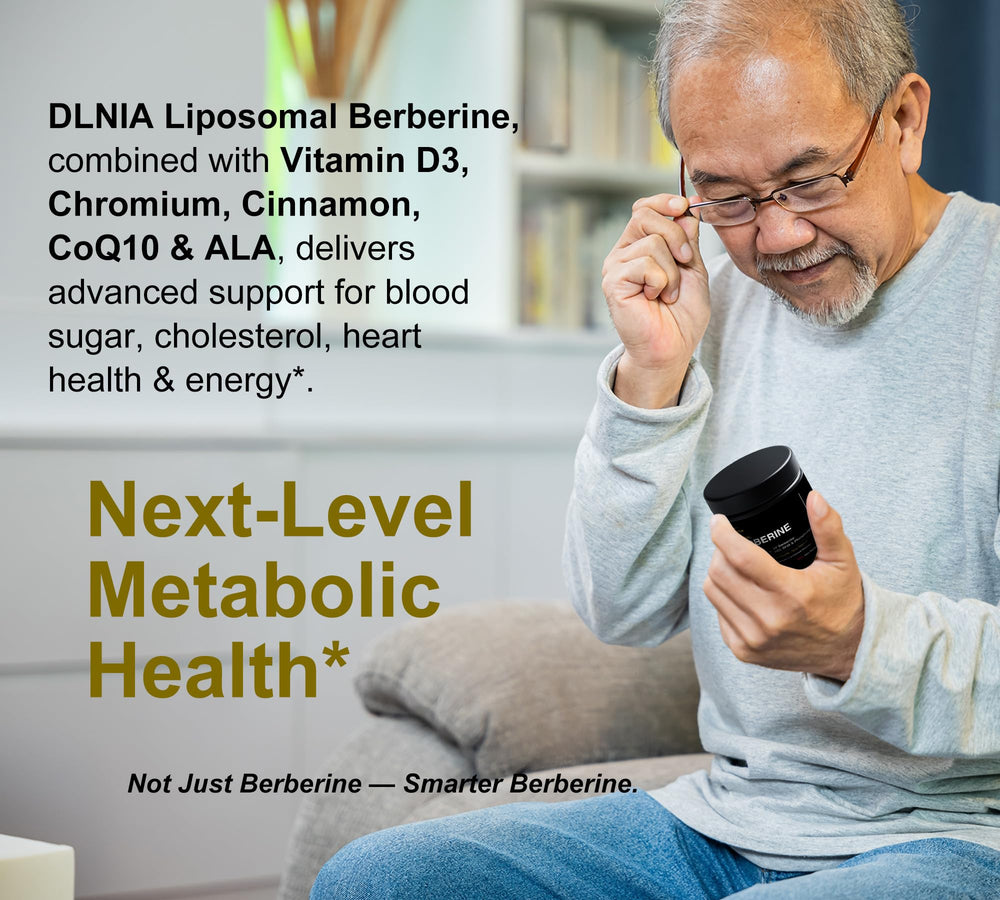 DLNIA Berberine hero shot emphasizes Phytosome plus botanical extract blend.
