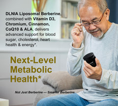 DLNIA Berberine hero shot emphasizes Phytosome plus botanical extract blend.
