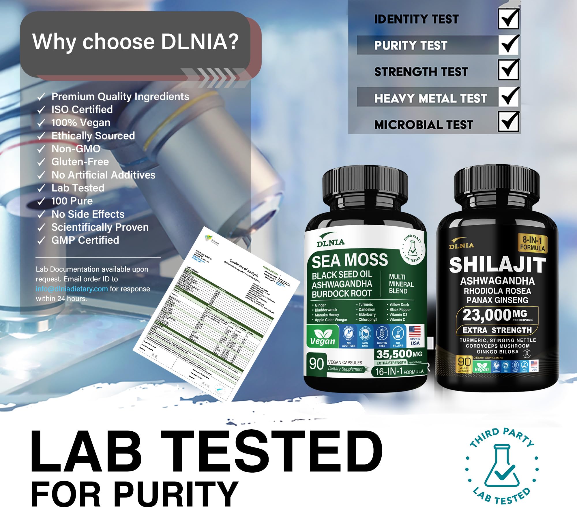 DLNIA Ginger & Black Seed Oil 4000mg bottle—aroma and warmth for daily routines.