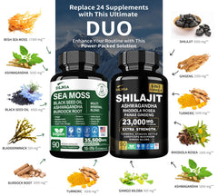 DLNIA Sea Moss 17500mg capsules bottle highlighting mineral-rich support for daily vitality.