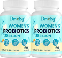 Dmeisy 120 Billion CFU menopause probiotic bottle front for gut support.