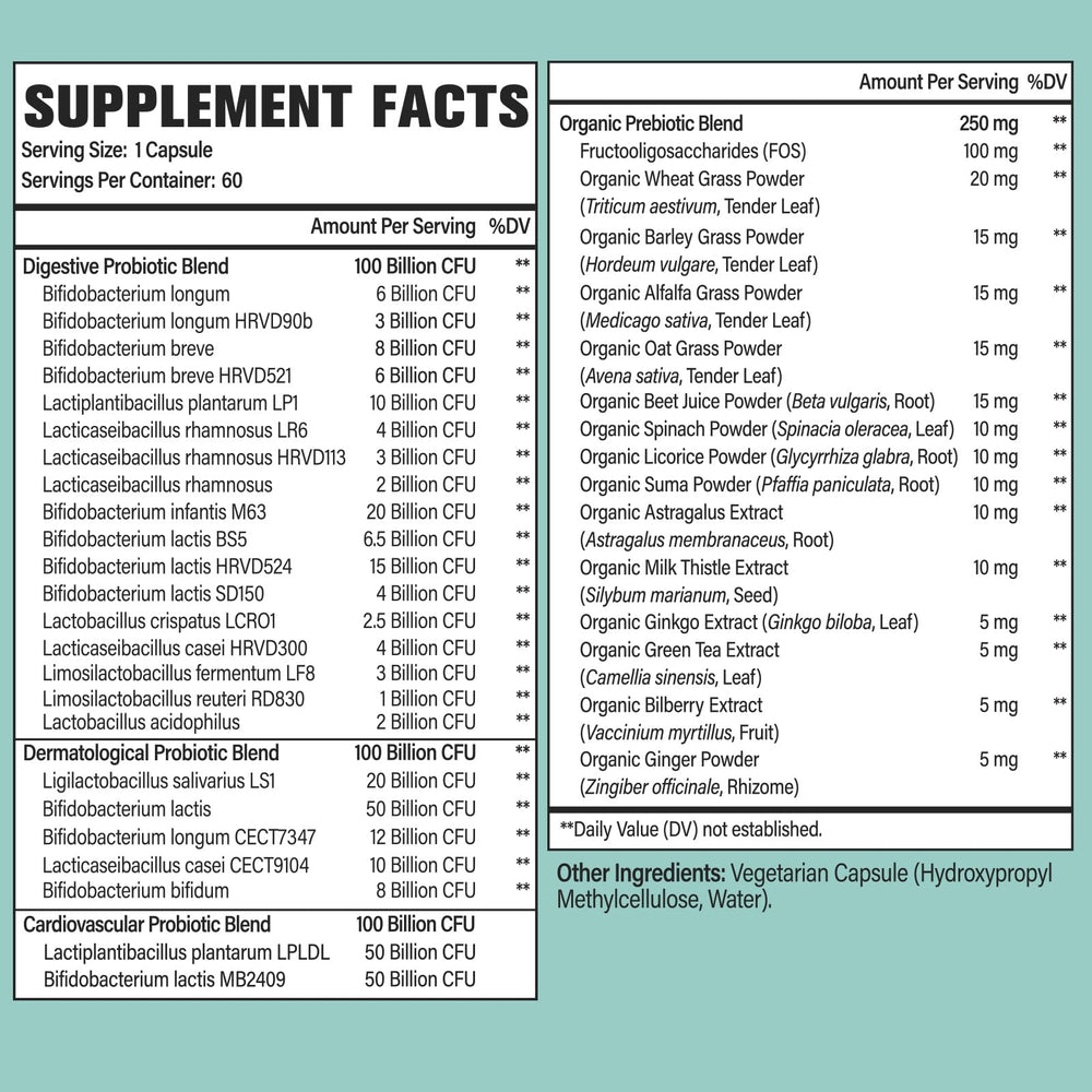 Dmeisy Probiotics 24-strains label highlights diverse gut flora.